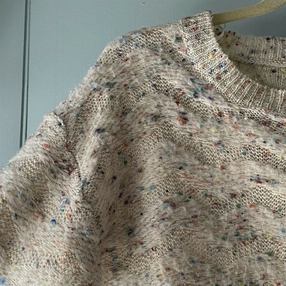 LOGG cropped sweater H&M marled Tweed Fuzzy beige - Picture 4 of 8